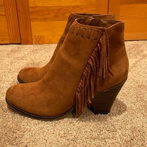 Mia Brown Tassel Ankle Booties